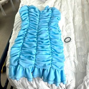 Lucy in the sky Blue Rauched Dress